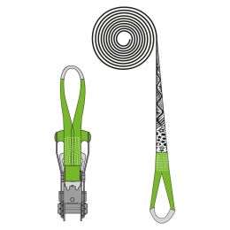 SLACKLINESET MET KORTE RATEL V-LOOP,LENGTE 15 MTR.