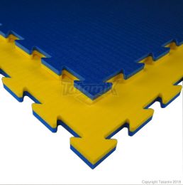 PUZZELMAT GEEL/BLAUW, AFM. 100 X 100 X 2 CM