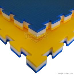 PUZZELMAT BLAUW/GEEL, AFM. 100 X 100 X 4 CM